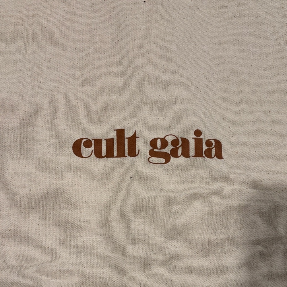 Cult Gaia Cream Canvas Logo Dust Bag with Brown Print - Picture 3 of 5